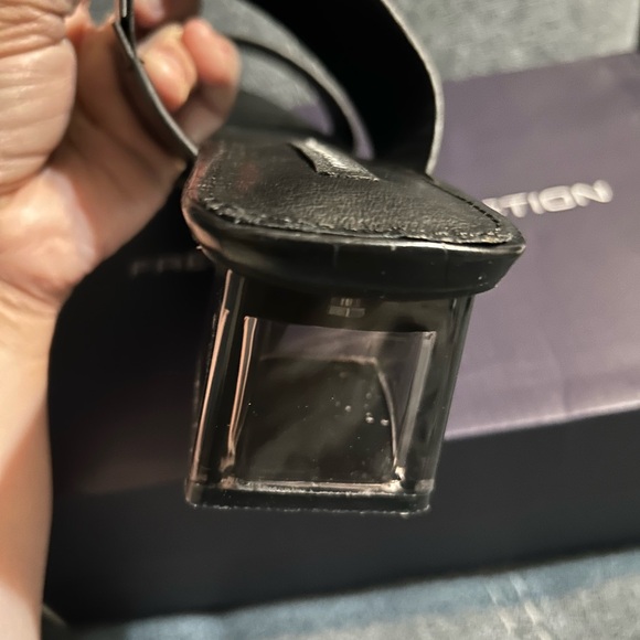 French Connection Black Mules with Clear Heel - Picture 3 of 10